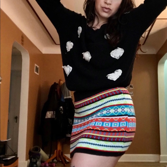 PLANET GOLD bold thread Gypsy short pencil skirt - Picture 6 of 6